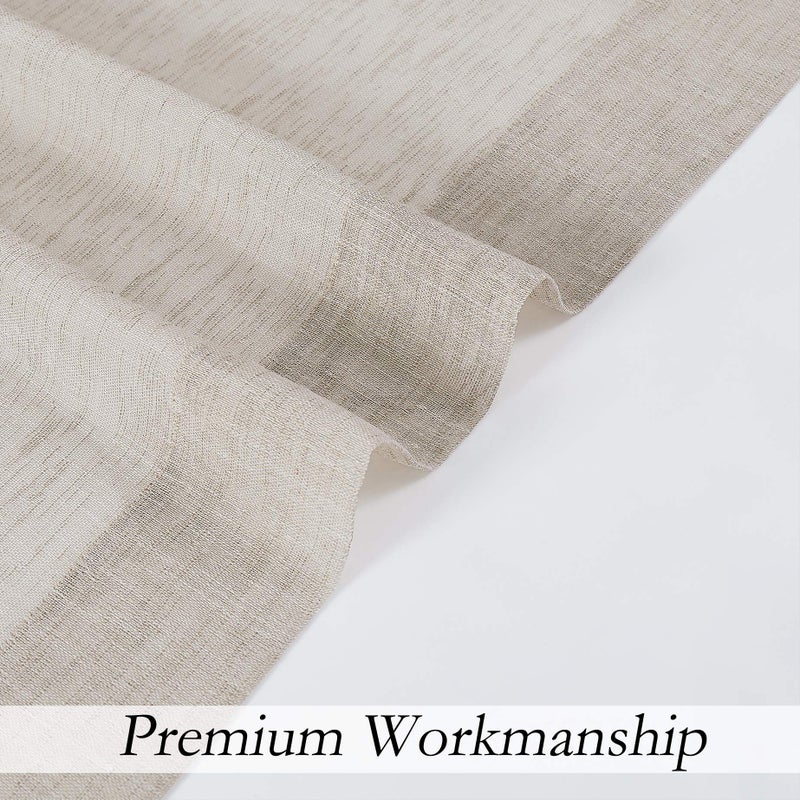 Central Park Linen Sheer Window Curtain Panels Linen Texture Solid Window Treatment Sets Drape Pairs Rod Pocket Curtains for Living and Bedroom Farmhouse 84 inches Long, 2 Panels - Image 4
